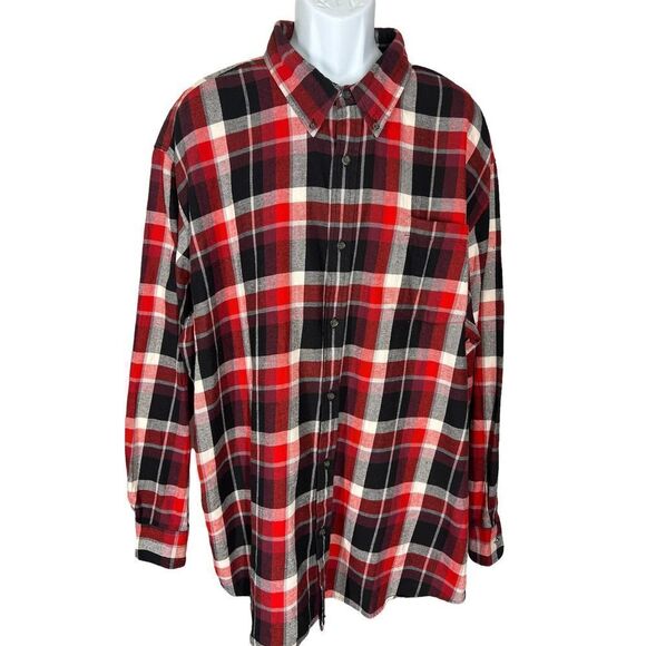 Foundry Red Plaid Long Sleeve Flannel Button Down Shirt Men’s Size 3XL - Picture 1 of 3